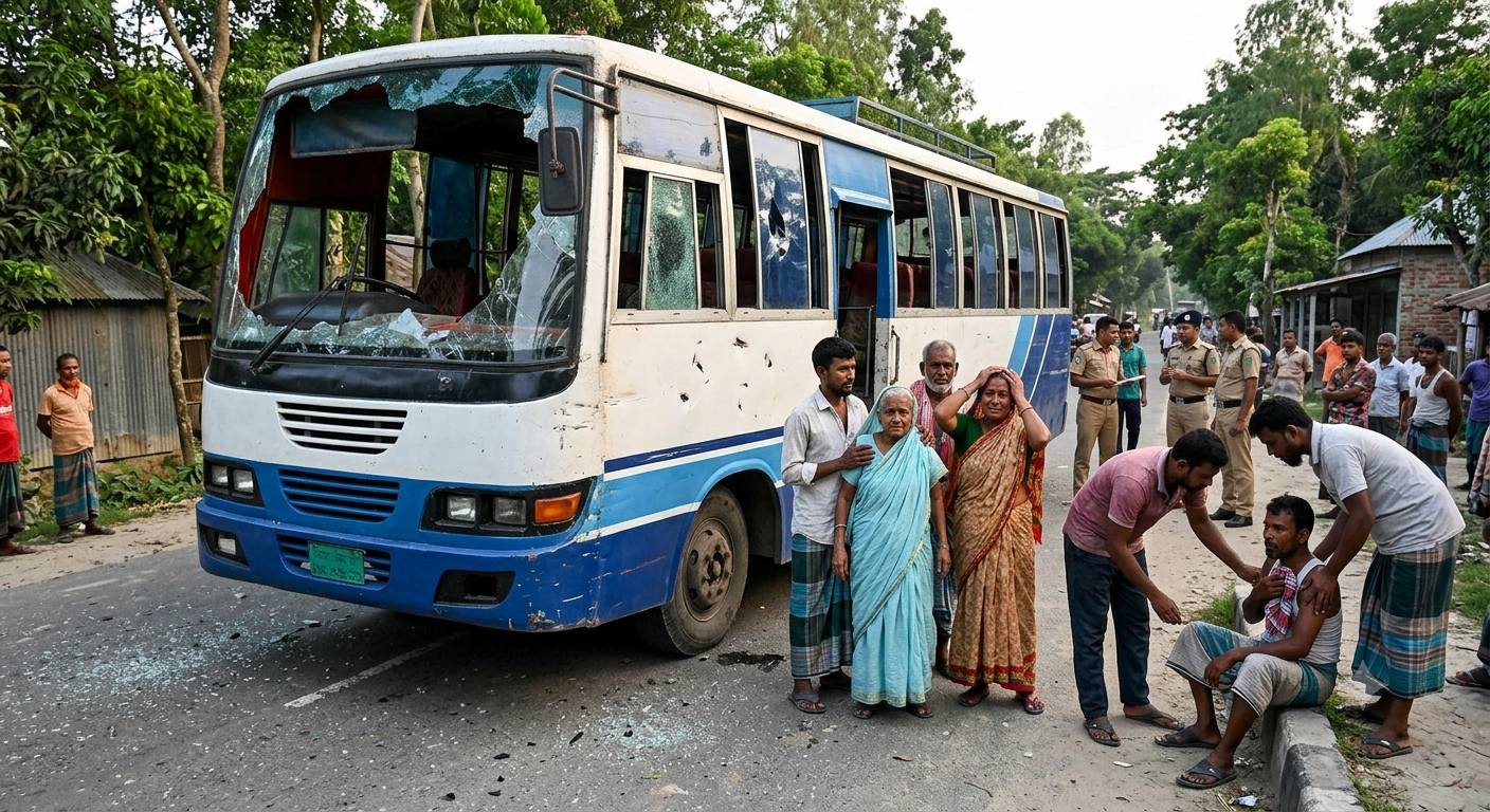 গাইবান্ধা শ্রী শ্রী রাধাগোবিন্দ ও কালী মন্দির দর্শনে যাওয়ার পথে বাস থামিয়ে হিন্দু দর্শনার্থীদের মারধর 